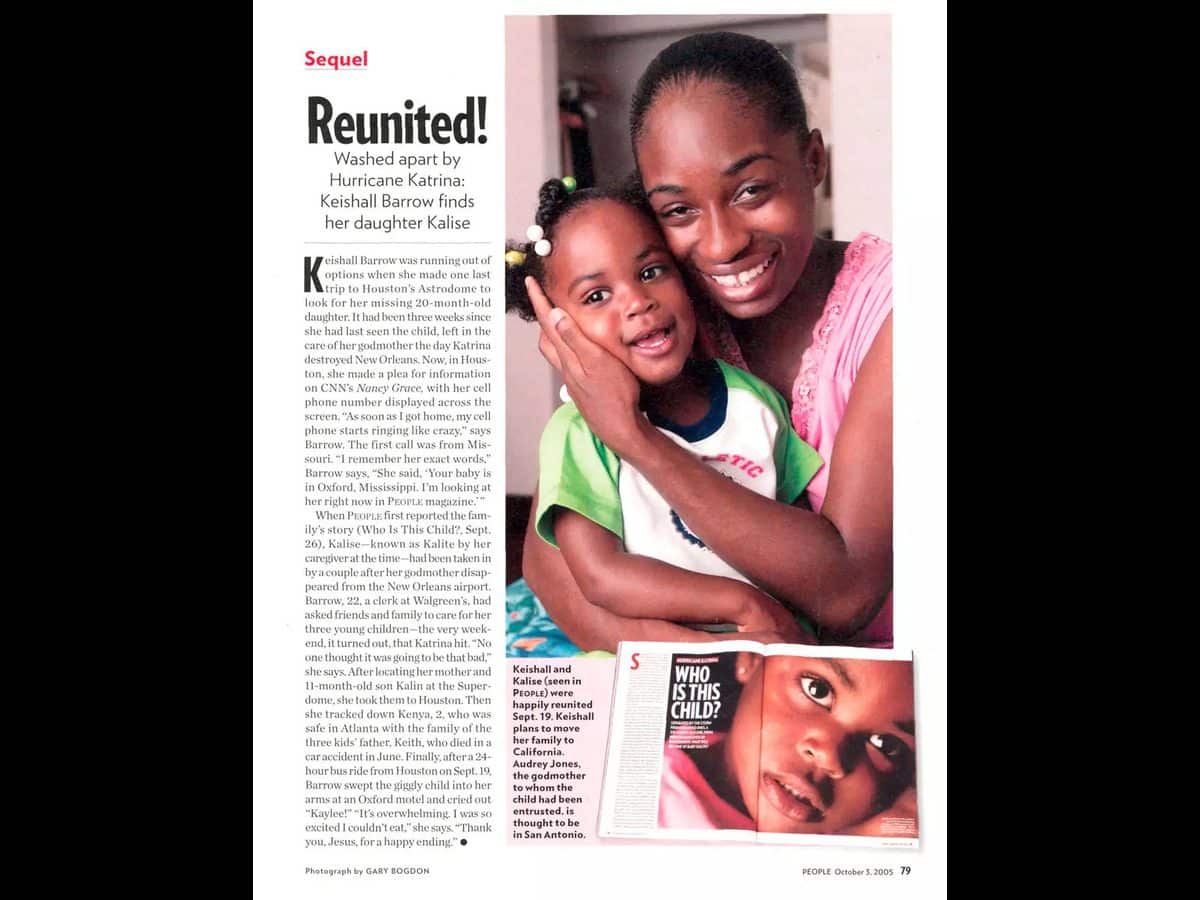 Touching story of how a toddler and her mother reunited after Hurricane Katrina