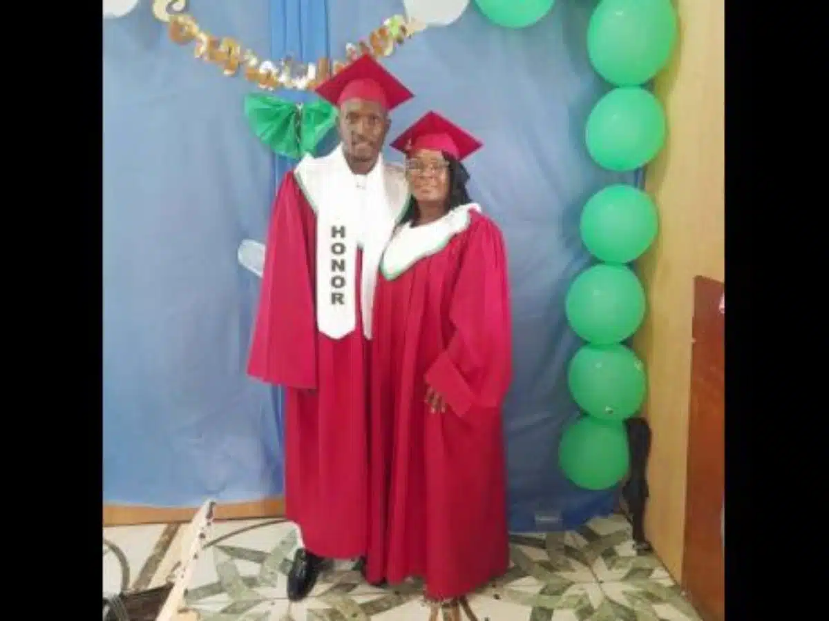 Couple share their first-ever graduation in emotional moment 