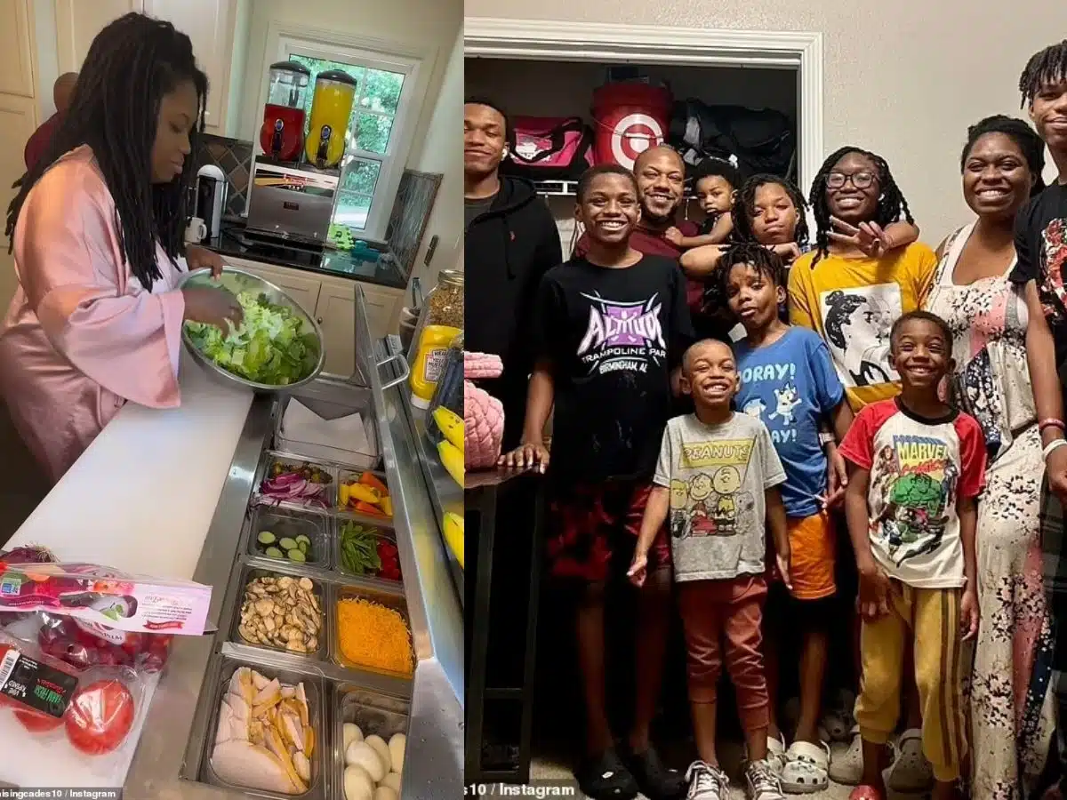 Mother of nine who installed $1,300 salad bar at home to promote healthy eating among her children goes viral