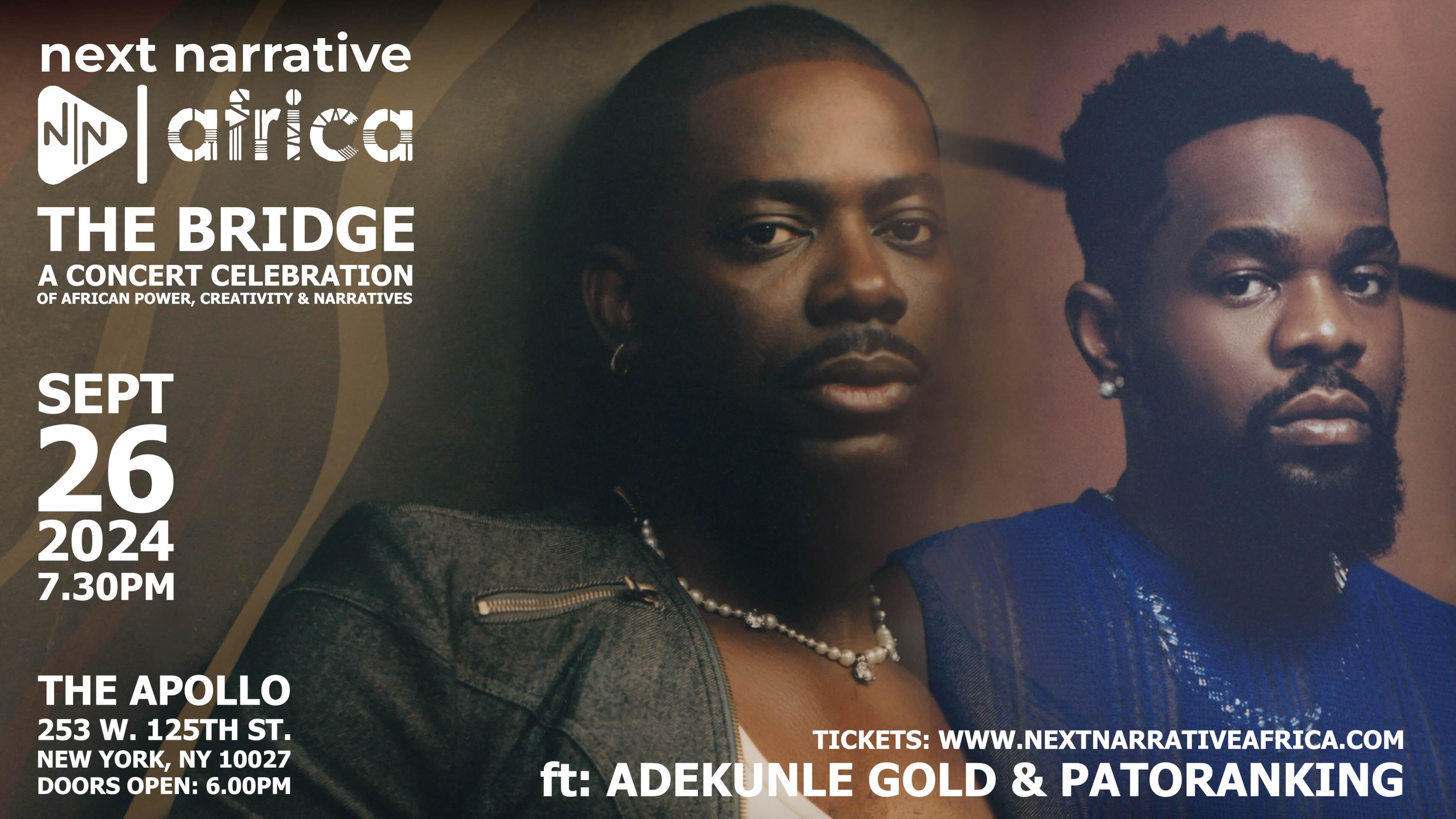 Adekunle Gold and Patoranking to Headline Next Narrative Africa’s The Bridge at The World Famous Apollo Theater