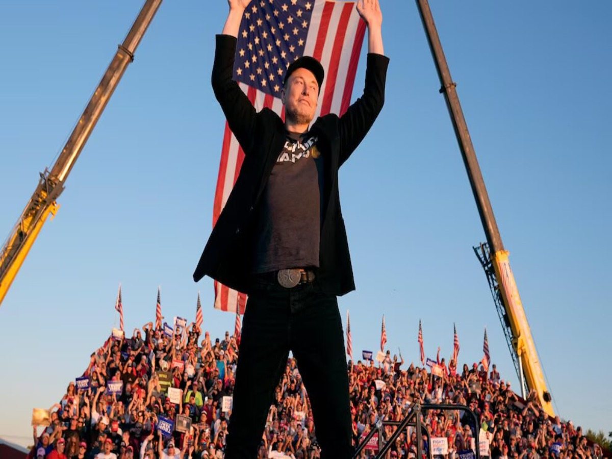 Elon Musk at a Donald Trump rally