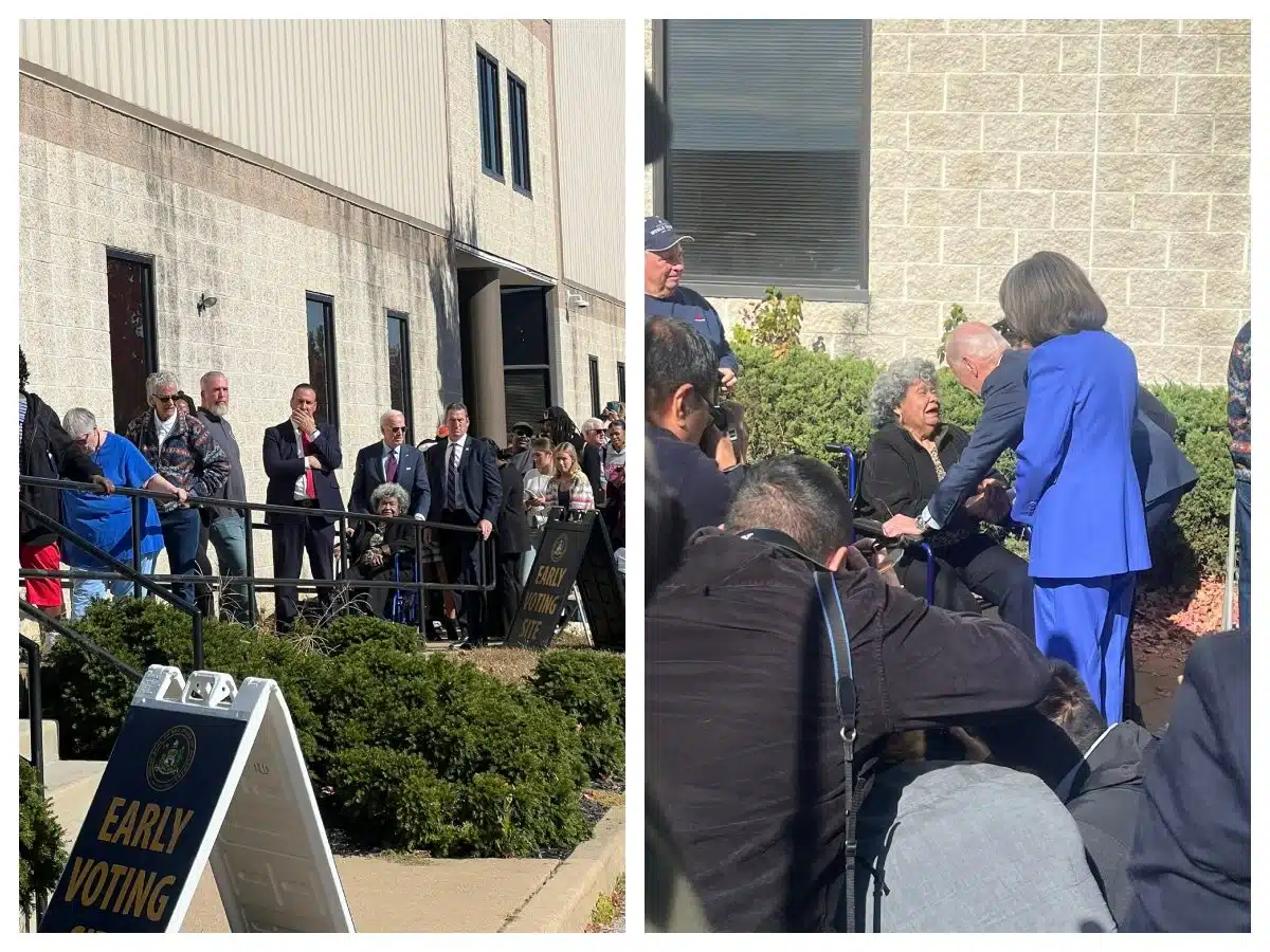 Internet users touched after Biden is seen pushing elderly woman in wheelchair in voting line 