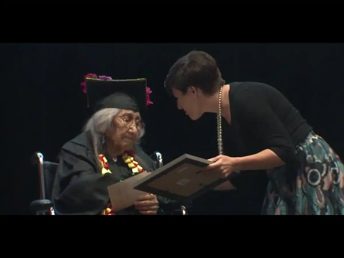 99-year-old grandmother finally receives her high school diploma in emotional ceremony