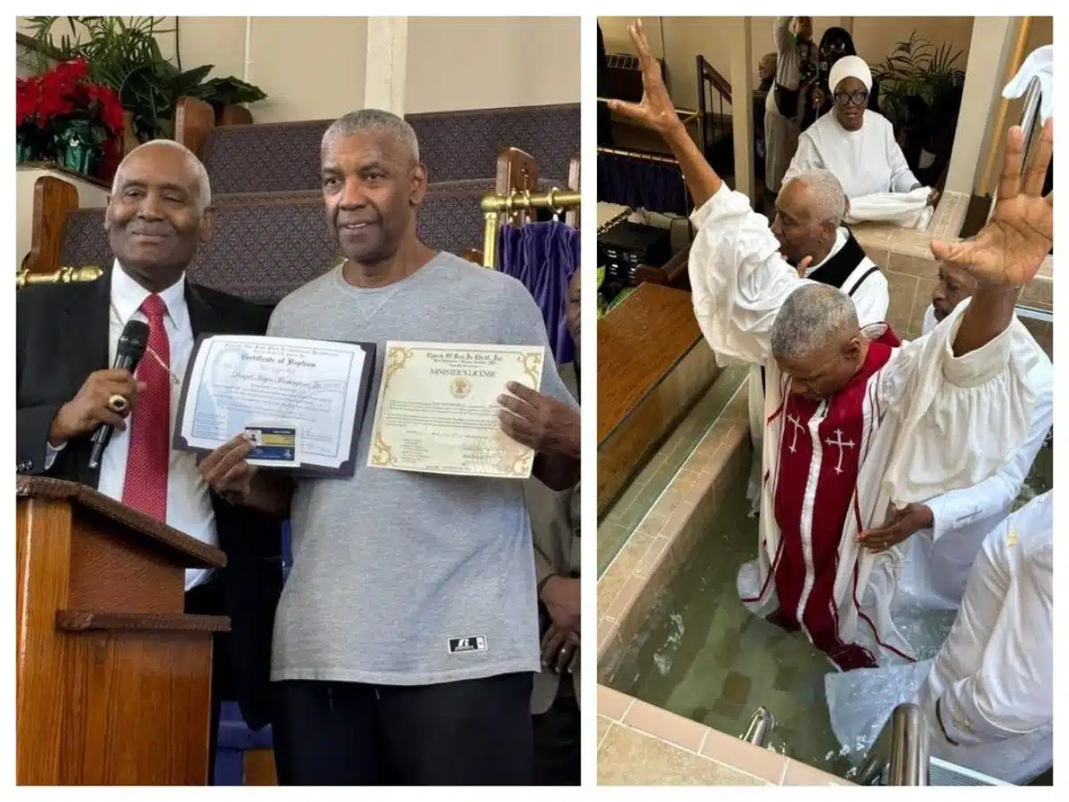 Denzel Washington gets baptized and receives minister’s license for spiritual journey